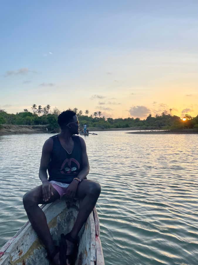 Diani: Sunset Canoe Tour along the River with Mangroves - Sunset over the river, not just the beach